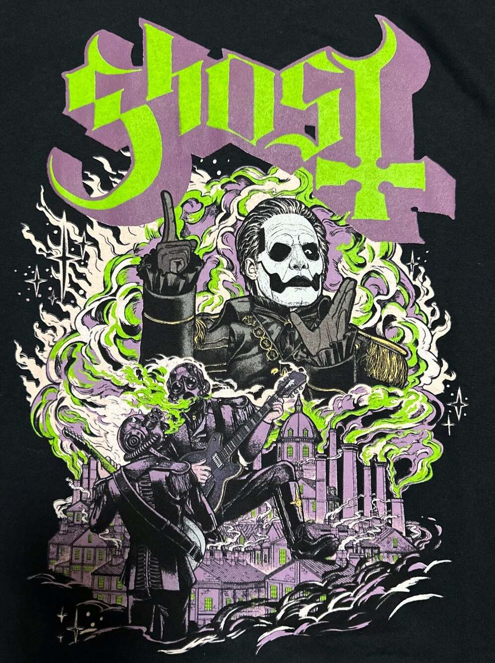 Ghost Band Papa Emeritus IV Neon Smoke Factory Graphic T-Shirt